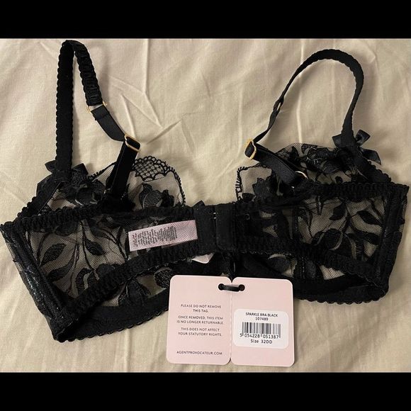NWT Agent Provocateur Sparkle Plunge Black Bra - Picture 6 of 8